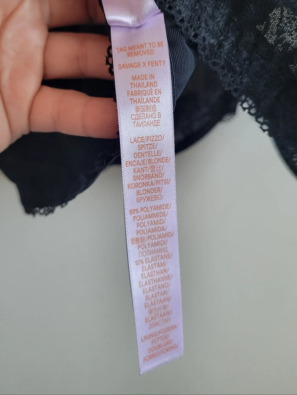 Savage‎ X Fenty Lace After Dark Unlined Plunge Bra Black Caviar